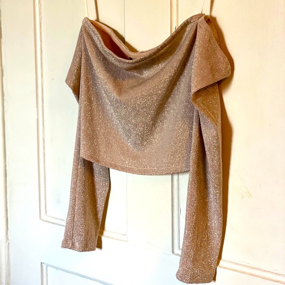 Sparkly Off-the-Shoulder Body-Con Crop - Picture 3 of 4